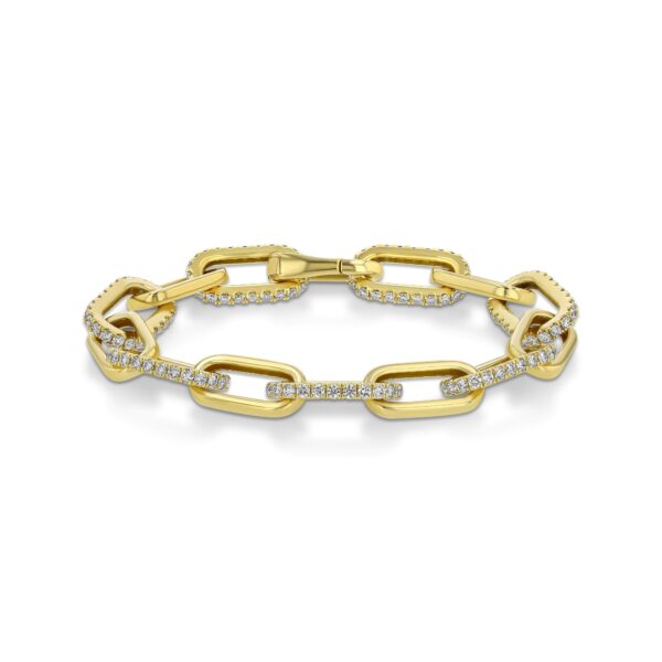 18k Yellow Gold Invisible Clasp Link Bracelet with Diamonds