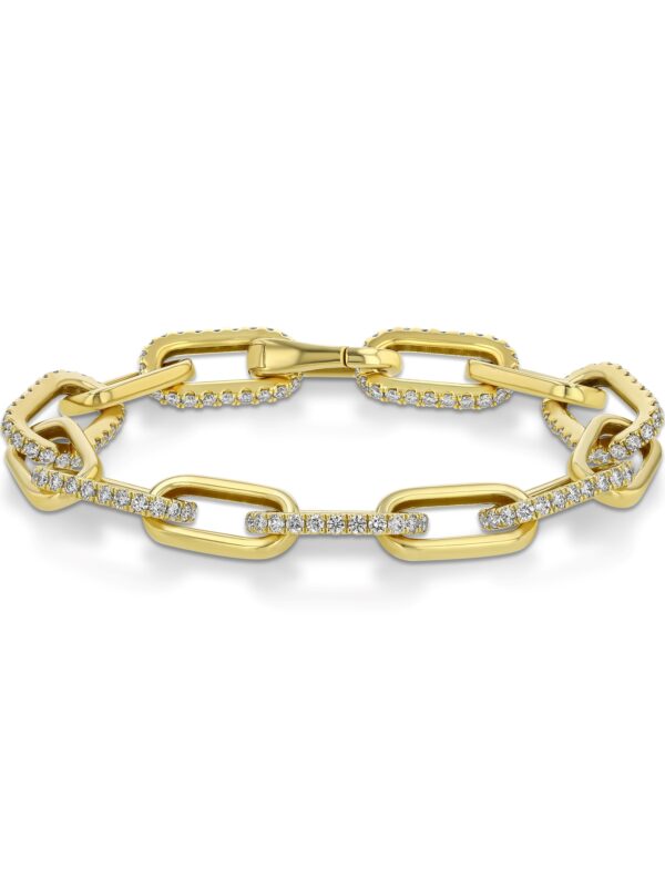 18k Yellow Gold Invisible Clasp Link Bracelet with Diamonds