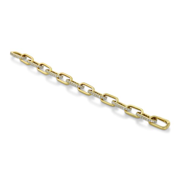 18k Yellow Gold Invisible Clasp Link Bracelet with Diamonds