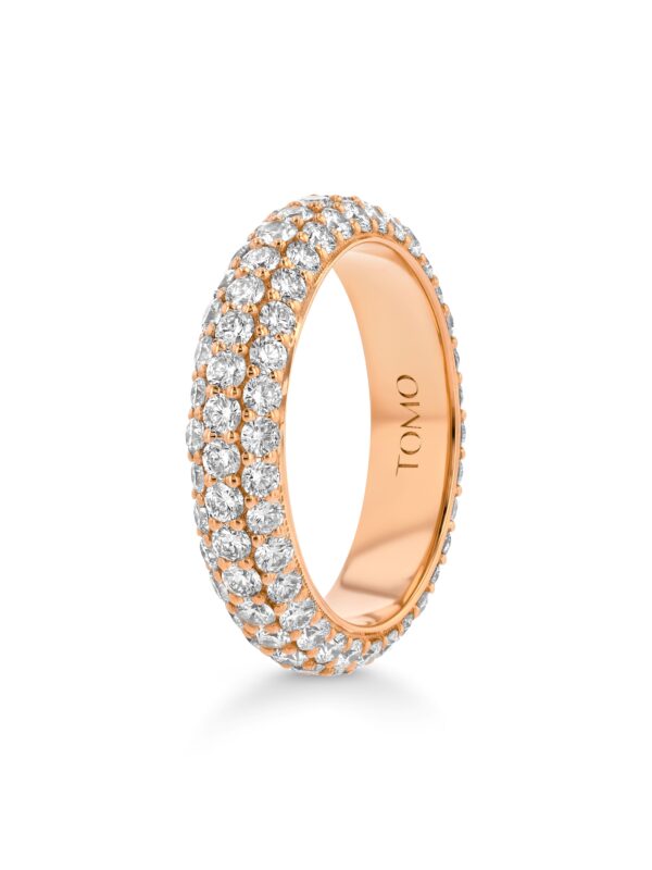 3-Row Pavé Diamond 18k Rose Gold Eternity Dome Ring 2