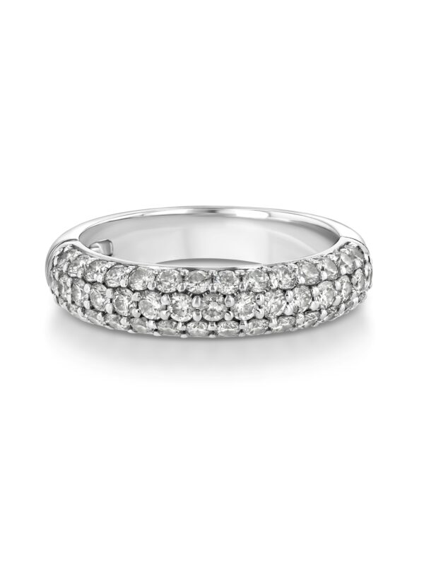 3-Row Pavé Diamond Hinged Dome Rings