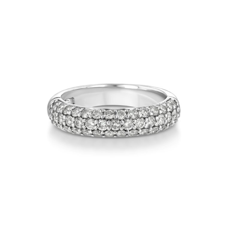 3-Row Pavé Diamond Hinged Dome Rings