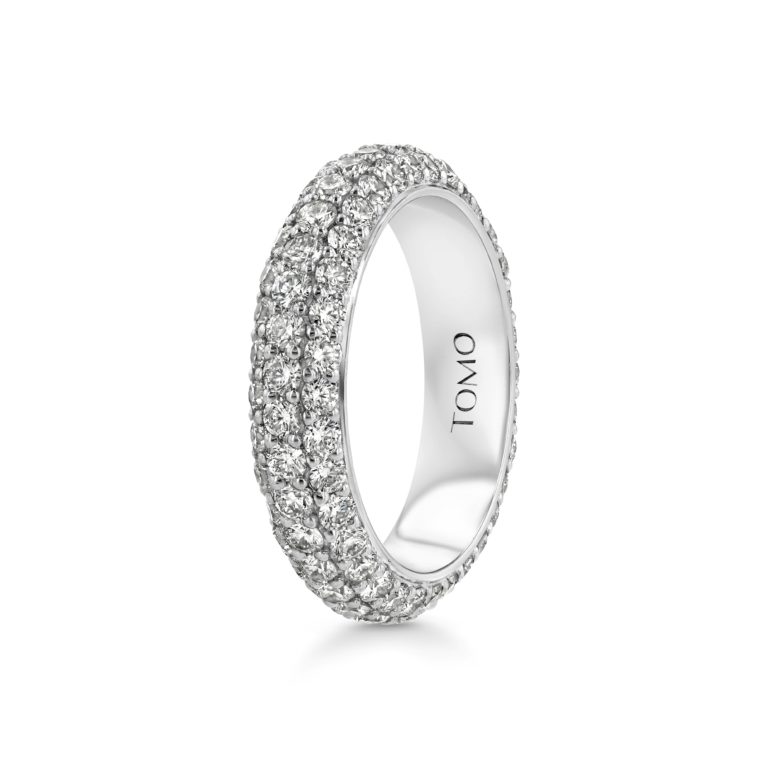 3-row Pavé Diamond Platinum Eternity Dome Ring 1