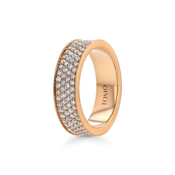 4-row Pavé Diamond 18k Rose Gold Flat Eternity Ring