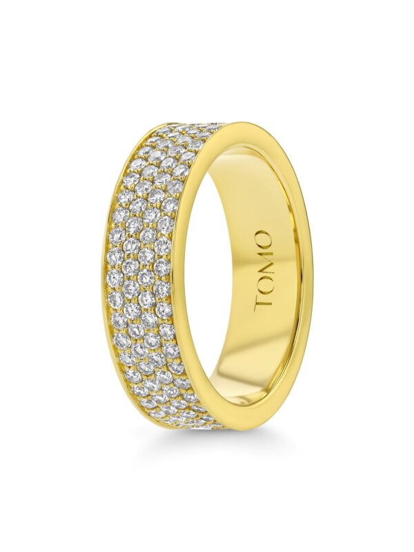 4-row Pavé Diamond 18k Yellow Gold Flat Eternity Ring 2