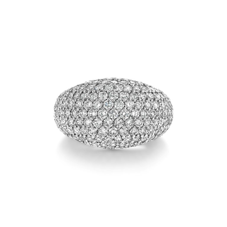 Domed Pavé Diamond 18k White Gold Ring