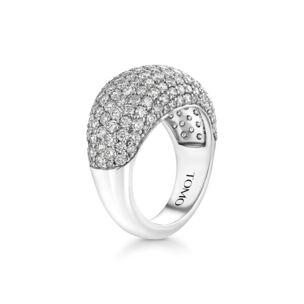 Domed Pavé Diamond 18k White Gold Ring