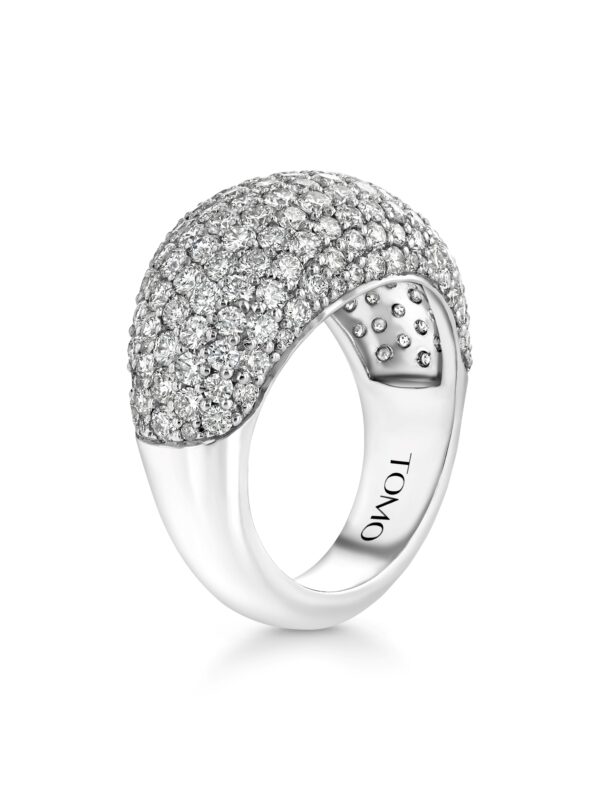 Domed Pavé Diamond 18k White Gold Ring 2