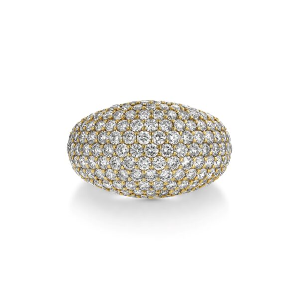 Domed Pave Diamond 18k Yellow Gold Ring