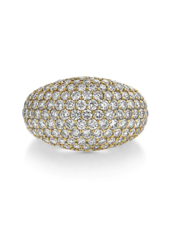 Domed Pave Diamond 18k Yellow Gold Ring