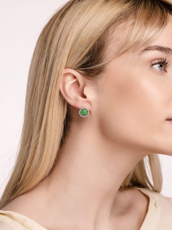 One for Two Platinum Earrings with Diamonds, Sapphires and Emeralds 5