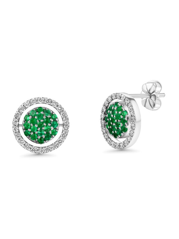 One for Two White Gold Earrings with Diamonds, Sapphires and Emeralds