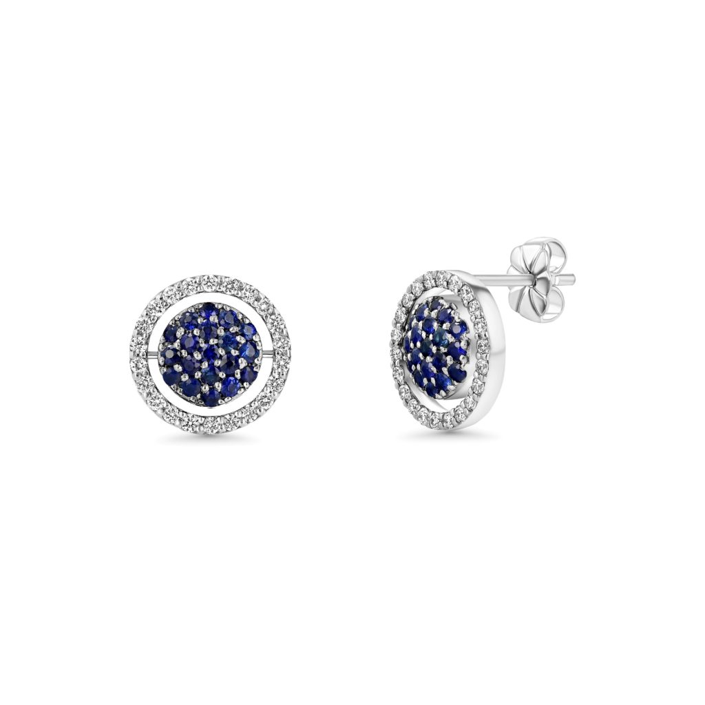 One for Two White Gold Earrings with Diamonds, Sapphires and Emeralds 2