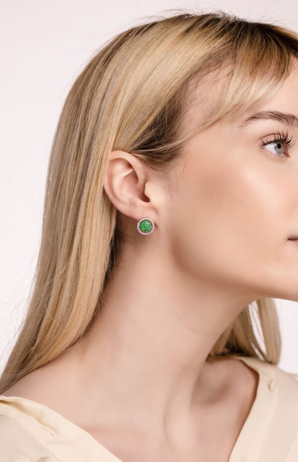 One for Two White Gold Earrings with Diamonds, Sapphires and Emeralds