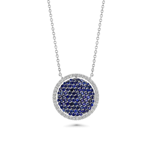 One for Two Platinum Necklace with Diamonds, Sapphires and Emeralds (Large)