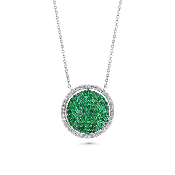 One for Two Platinum Necklace with Diamonds, Sapphires and Emeralds (Large)