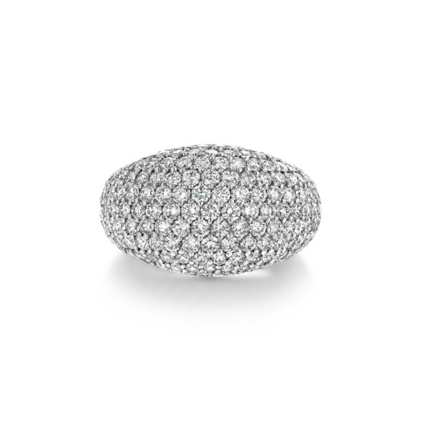 Domed Pavé Diamond Platinum Ring