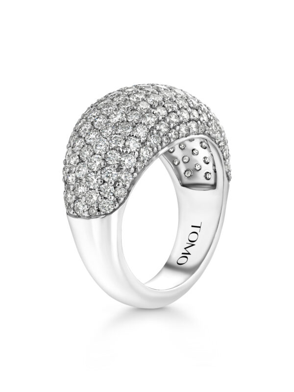 Domed Pavé Diamond Platinum Ring