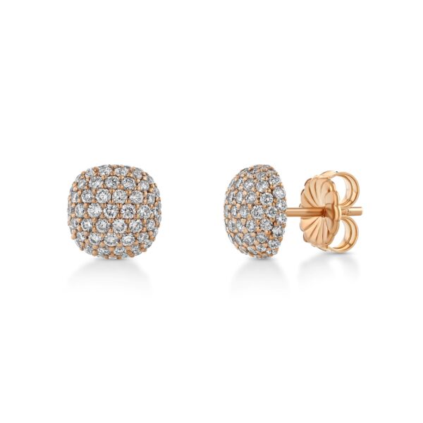 Square Cushion Domed Pavé Diamond Earrings