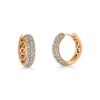 3-Row Domed Pavé Diamond 18k Gold Hoop Earrings