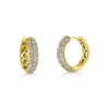 3-Row Domed Pavé Diamond 18k Gold Hoop Earrings