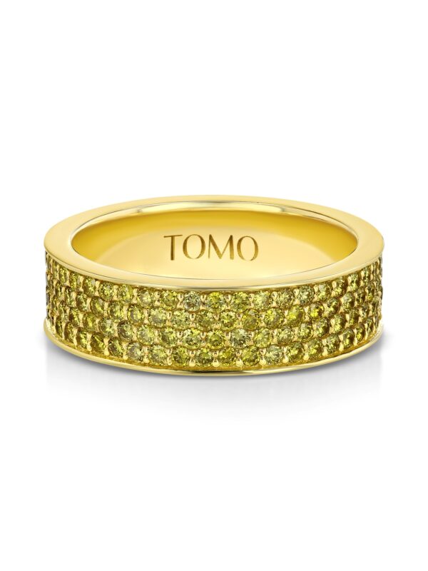 4-row Pavé Fancy Yellow Diamond 18k Yellow Gold Flat Eternity Ring