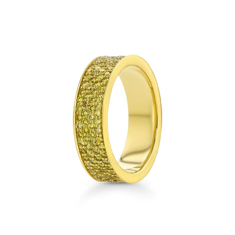 4-row Pavé Fancy Yellow Diamond 18k Yellow Gold Flat Eternity Ring 2