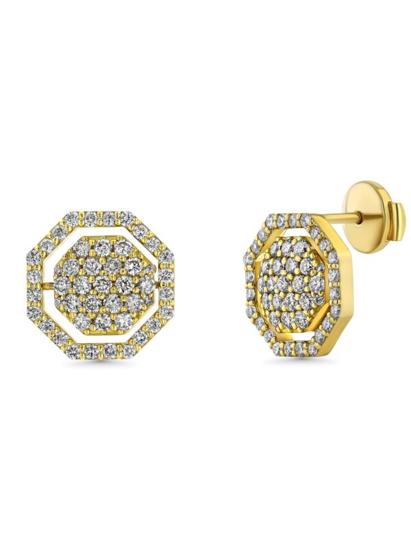 One for Two 18k Yellow Gold Earrings with Diamonds, Champagne Diamonds and Rubies 2