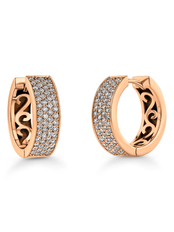 Pavé Diamond 18k Gold Flat Hoop Earrings