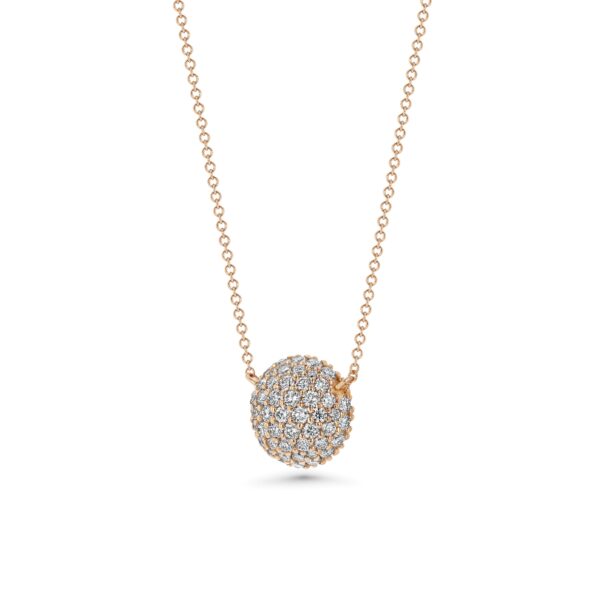 Round Domed Pavé Diamond 18k Gold Necklace