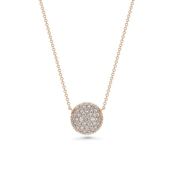 Round Domed Pavé Diamond 18k Gold Necklace