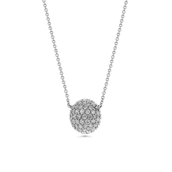 Round Domed Pavé Diamond 18k Gold Necklace