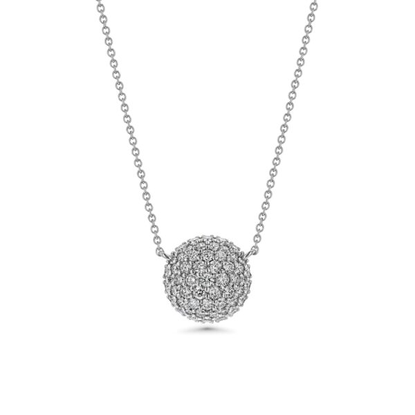 Round Domed Pavé Diamond 18k Gold Necklace