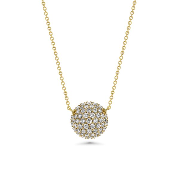 Round Domed Pavé Diamond 18k Gold Necklace