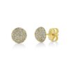 Round Domed Pavé Diamond Round 18k Gold Earrings