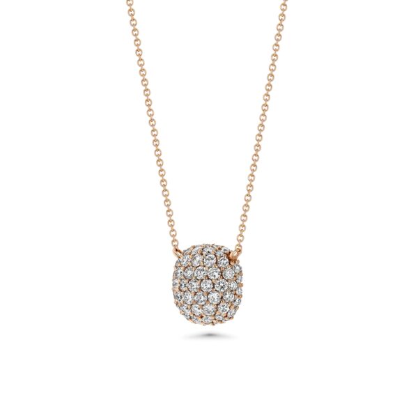 Square Cushion Domed Pavé Diamond 18k Gold Necklaces