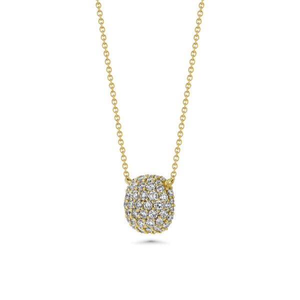 Square Cushion Domed Pavé Diamond 18k Gold Necklaces