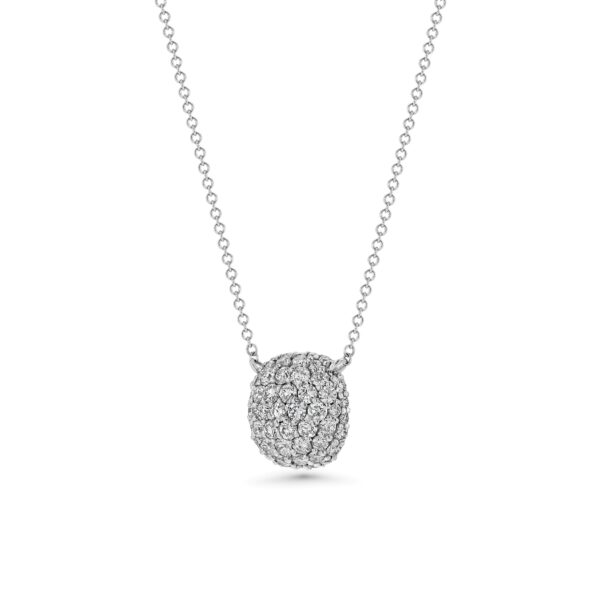 Square Cushion Domed Pavé Diamond 18k Gold Necklaces