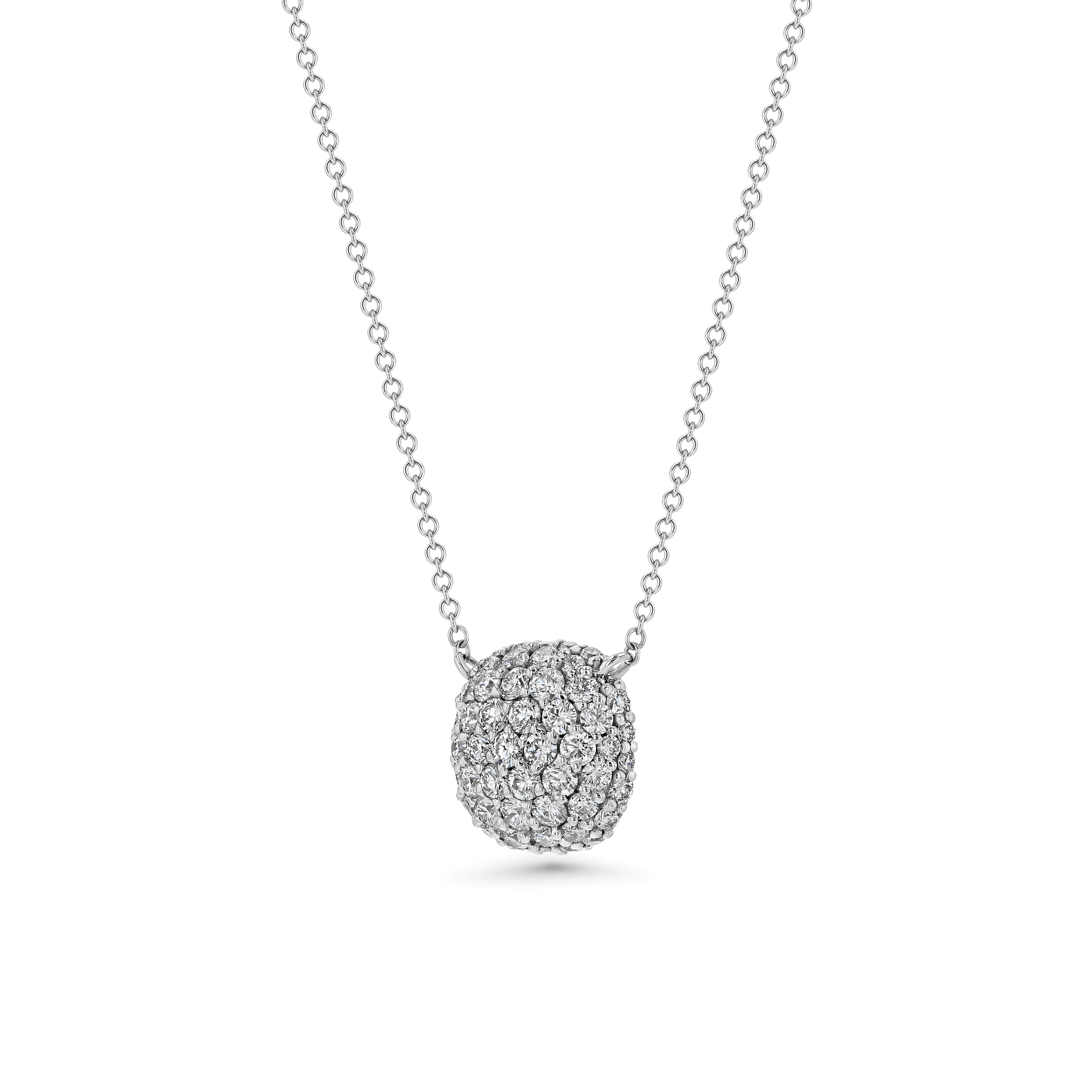 Pave Necklace | Square Cushion Domed 18K White Gold Necklace