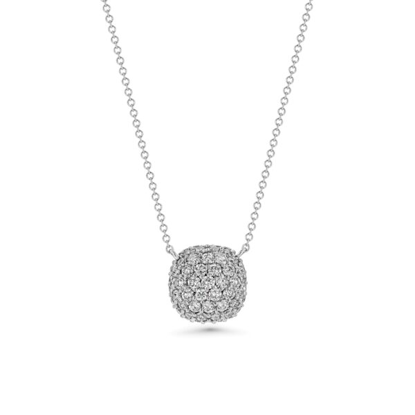 Square Cushion Domed Pavé Diamond 18k Gold Necklaces