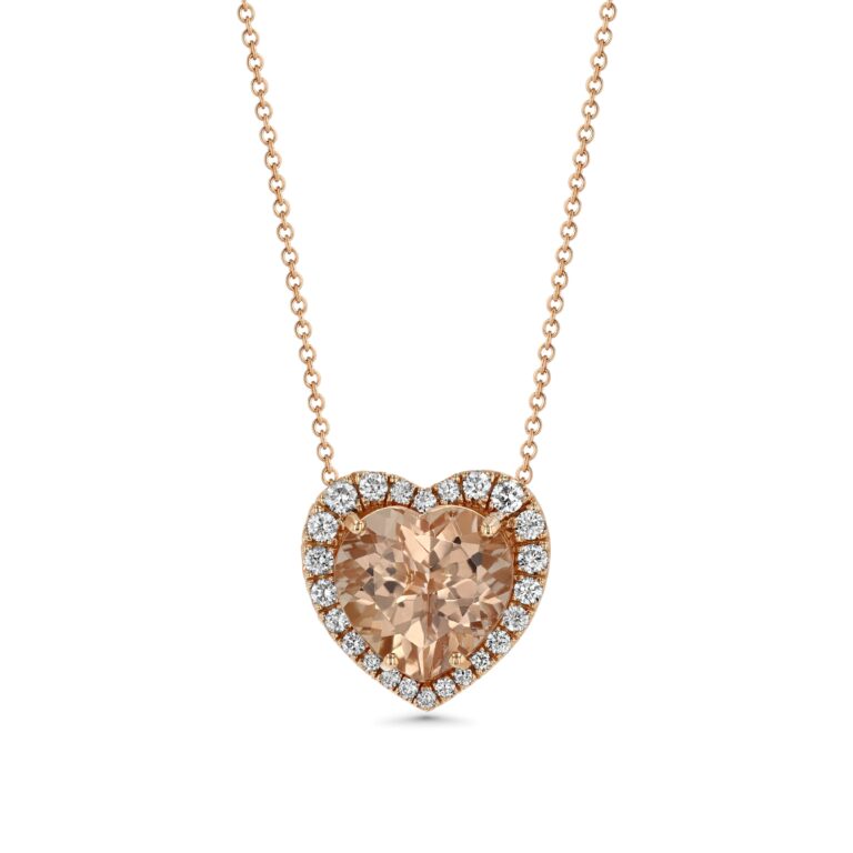 18k Rose Gold Necklace with Heart-shaped Morganite and Diamonds