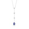 18k White Gold 3 Drop Diamond Necklace with Blue Sapphire