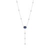 18k White Gold 9 Diamond Drop Necklace with GIA Certified Oval Sapphire