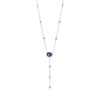 18k White Gold 9 Diamond Drop Necklace with GIA Certified Oval Sapphire