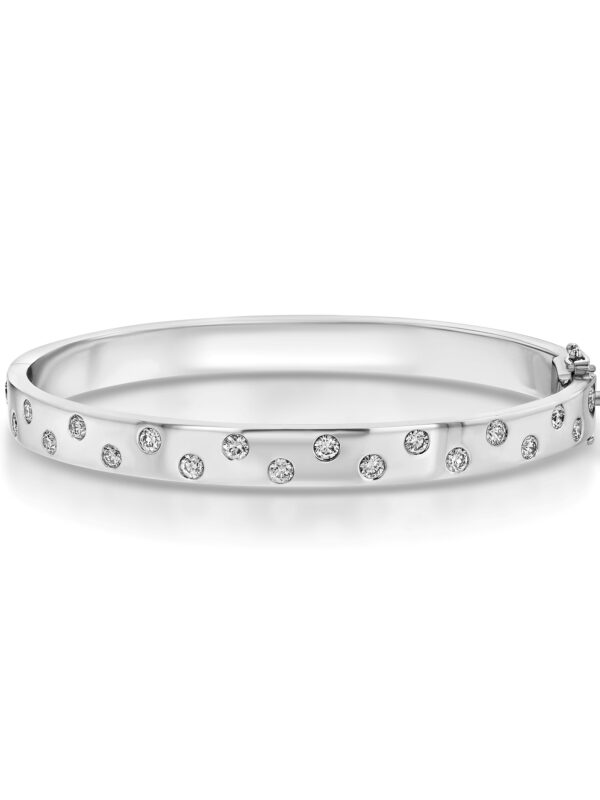 18k White Gold Hinged Bangle with Diamonds