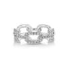 18k White Gold Link Ring with Diamonds