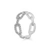 18k White Gold Link Ring with Diamonds