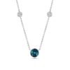 18k White Gold Necklace with Bezel Set Indicolite Tourmaline  and Two Wired Wrapped Diamonds