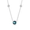 18k White Gold Necklace with Bezel Set Indicolite Tourmaline  and Two Wired Wrapped Diamonds