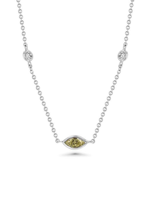 18k White Gold Necklace with Marquise and Round Diamonds